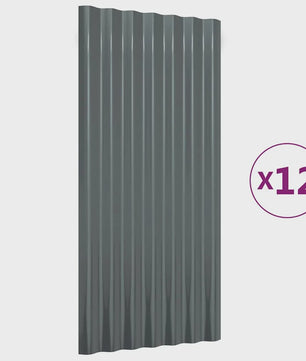 Dakplaten 12 stuks Gegalvaniseerd Staal Antraciet 80x36 cm