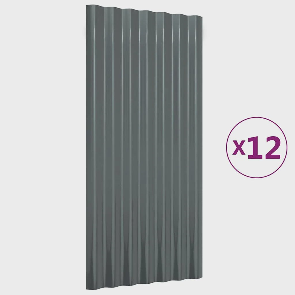 Dakplaten 12 stuks Gegalvaniseerd Staal Antraciet 80x36 cm