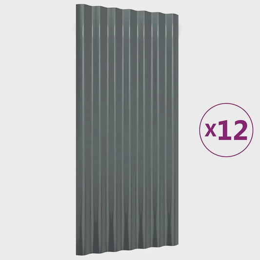 Dakplaten 12 stuks Gegalvaniseerd Staal Antraciet 80x36 cm