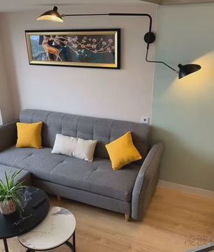 Industriële Zwarte Aluminium Wandlamp met Lange Arm - Verstelbaar LED Licht