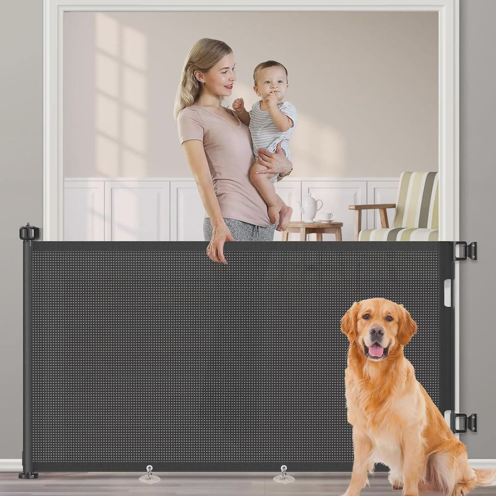 Intrekbare Baby- en Hondenhek - Geen Boren Nodig - Veiligheidshek voor Trappen en Deuropeningen