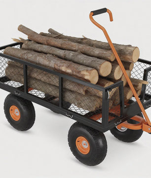 Robuuste Stalen Tuinwagen - 400kg Laadvermogen, Afneembare Zijden, All-Terrain Wielen