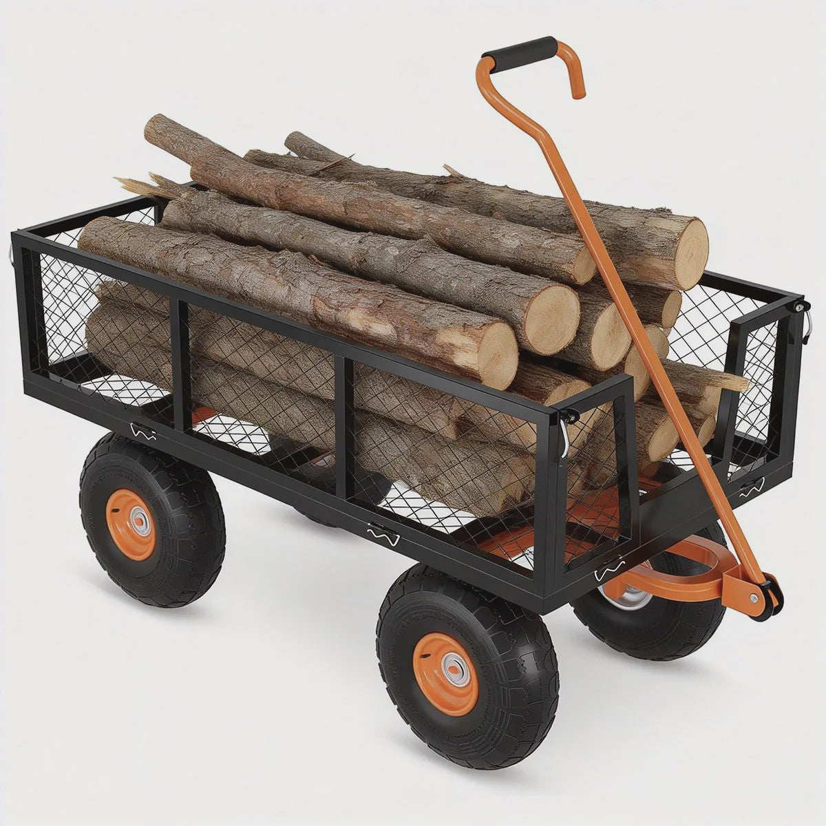 Robuuste Stalen Tuinwagen - 400kg Laadvermogen, Afneembare Zijden, All-Terrain Wielen