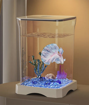Mini Aquarium Starter Kit voor Betta Vissen & Goudvissen - Compact Desktop Aquarium met Voeropening