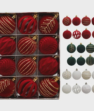 Kerstballen 6cm - Set van 12/16 Stuks - Wijnrood & Goud - Fluweelzacht & Feestelijk