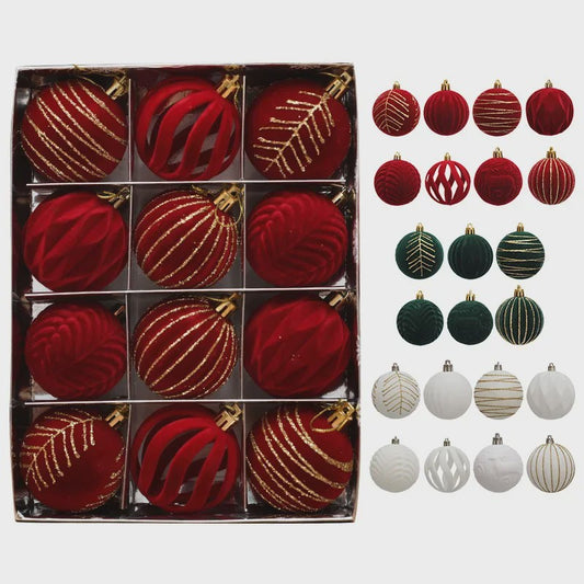Kerstballen 6cm - Set van 12/16 Stuks - Wijnrood & Goud - Fluweelzacht & Feestelijk