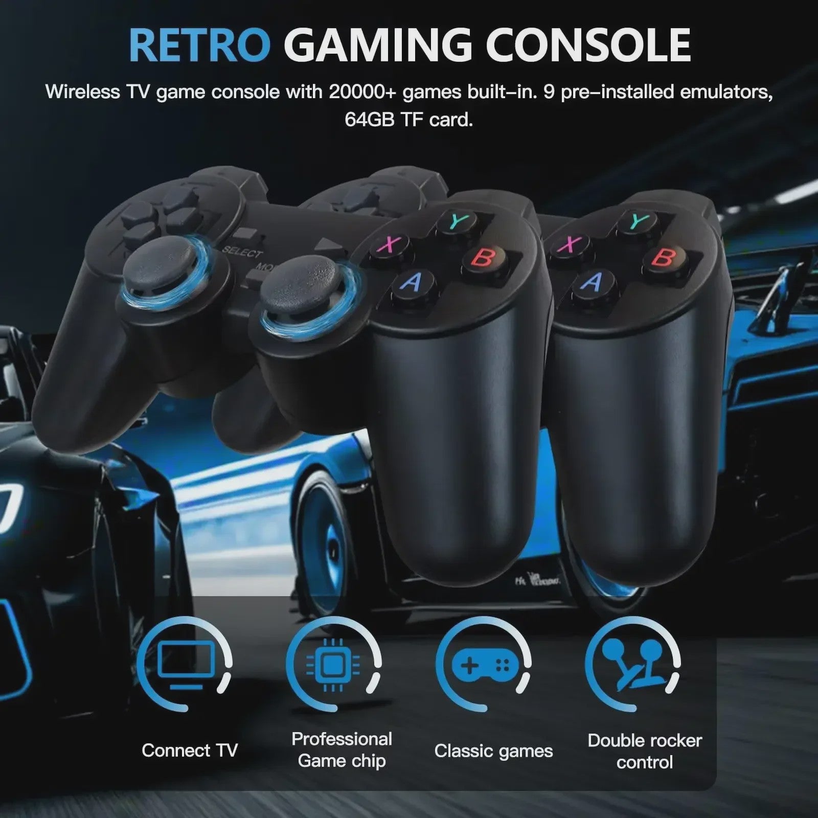 Retro Game Console M8 Stick: 20000+ Klassieke Games, 4K HD, 2 Draadloze Controllers