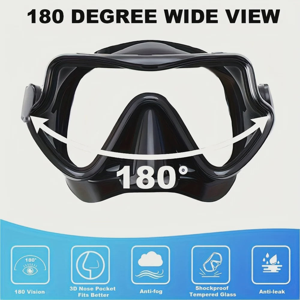 Professionele Duikbril en Snorkel Set voor Volwassenen - Panoramisch Gehard Glas