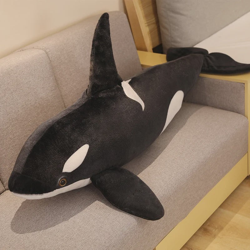 Grote Knuffel Orka - Levensechte Zwarte Zwaardwalvis Pluche Speelgoed