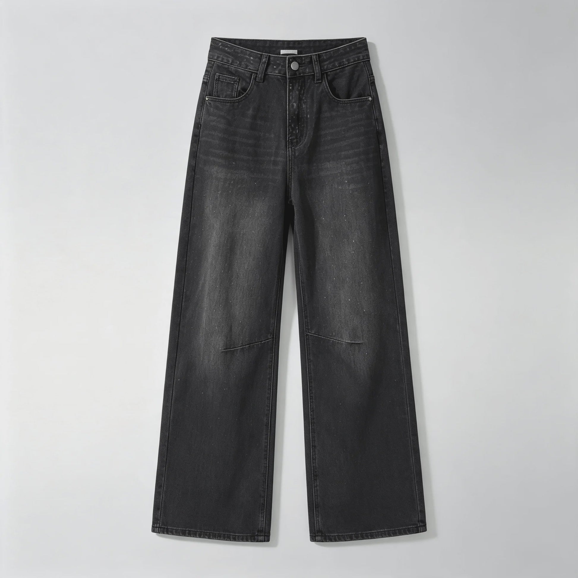 Dames Y2K Jeans met Strass en Wijde Pijpen - Zwart Gewassen Baggy Denim