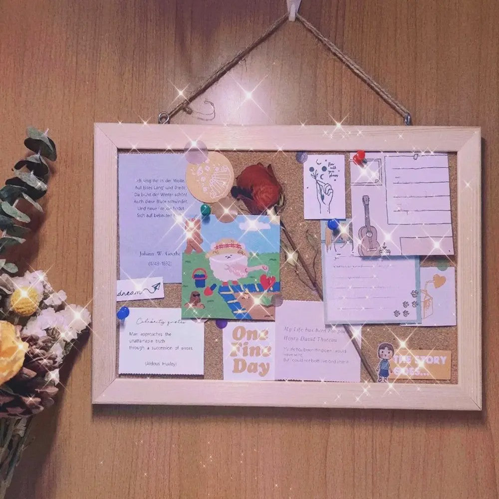 Houten Kurkbord met Houten Frame - Decoratieve Wanddecoratie & Fotowand