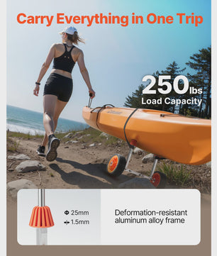 Stevige Kajak & Paddleboard Kar - 250 lbs capaciteit, 7.5 inch solide banden & Kickstand