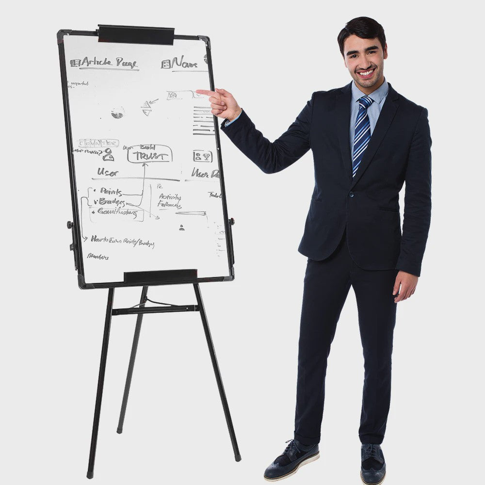 Flip-over Whiteboard Standaard 90x60cm - Verstelbaar & Magnetisch