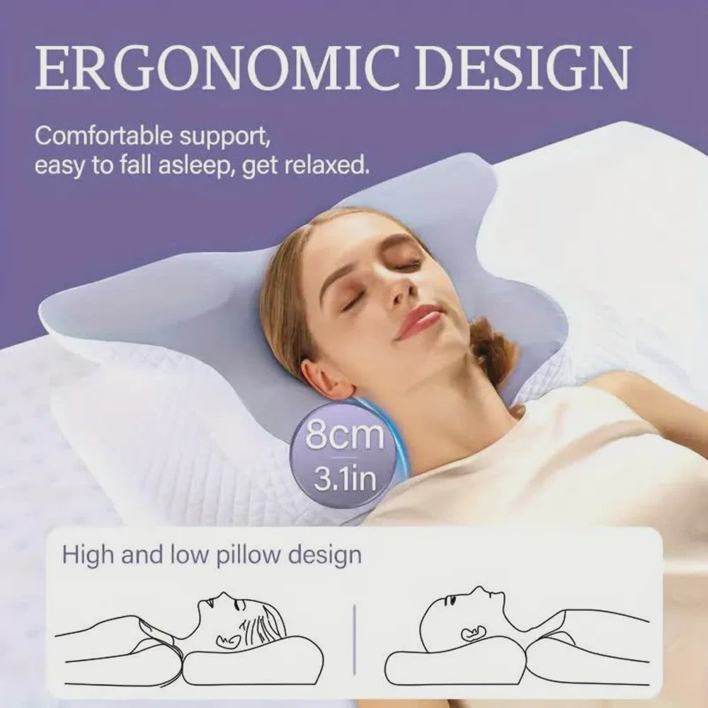 Ergonomisch Vlinder Kussen van Traagschuim voor Nekpijn Verlichting en Orthopedische Ondersteuning