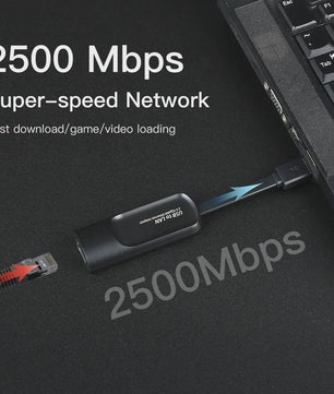 2.5Gbps USB Ethernet Adapter - Snelle Netwerkkaart voor Laptop & PC (USB-A/C)