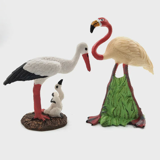Miniatuur Flamingo & Kraanvogel Beeldjes - Decoratieve Tuin- en Huisdecoratie
