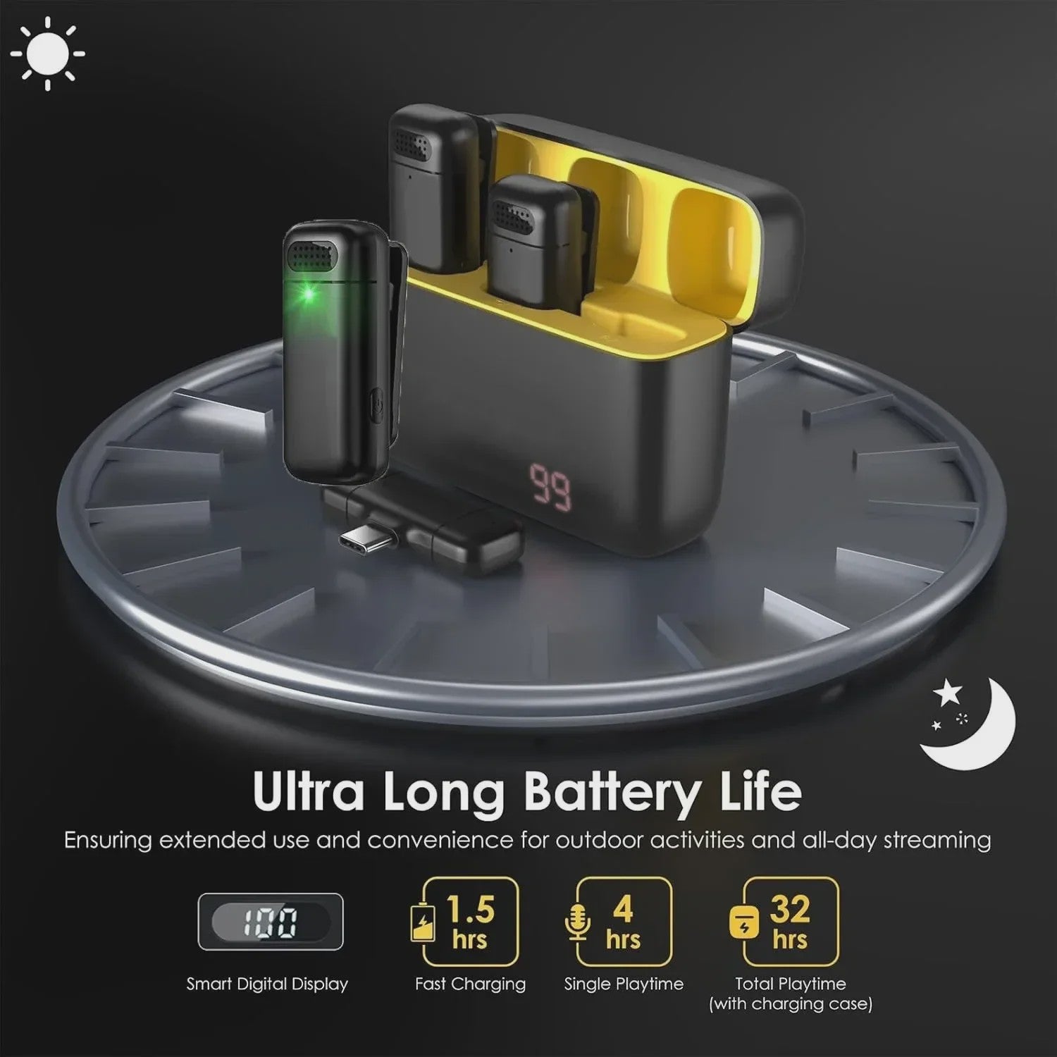 Draadloze Lavalier Microfoon Set - 2.4G Mini Microfoon met Ruisonderdrukking voor Vlog & Live Streaming