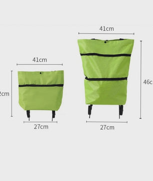2-in-1 Opvouwbare Boodschappentrolley met Wielen - Handige Draagtas