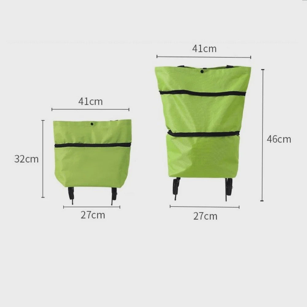 2-in-1 Opvouwbare Boodschappentrolley met Wielen - Handige Draagtas