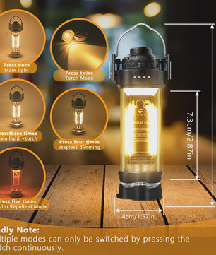 DOTWISE Retro Camping Lantaarn - Draagbaar, Waterdicht & Sfeervol Outdoor Licht met 3000mAh Batterij