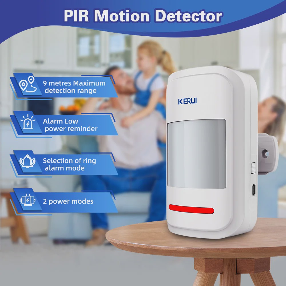 KERUI HW19 PIR Bewegingsmelder met Alarm Geluid, Deurbel Functie & SOS Knop