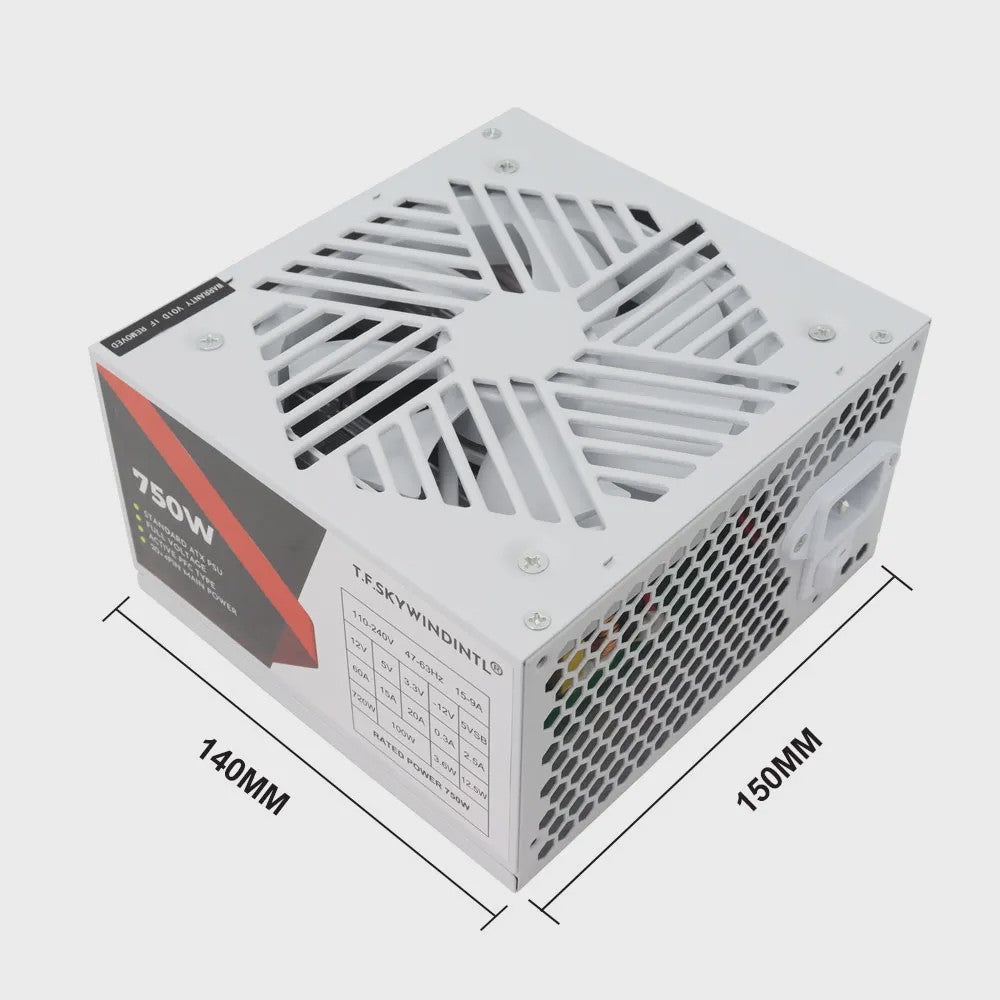 T.F.Skywindintl 750W ATX Gaming Voeding - Wit, Non-Modular, 85% Efficiëntie