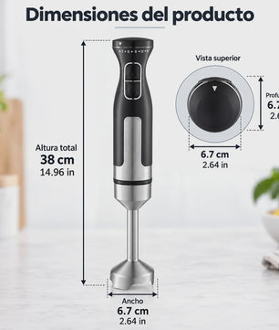 Krachtige 1000W Handmixer met 15 Snelheden, Turbo & RVS Steel - Perfect voor Soepen, Sauzen en Smoothies. Ergonomisch & 95cm Snoer.