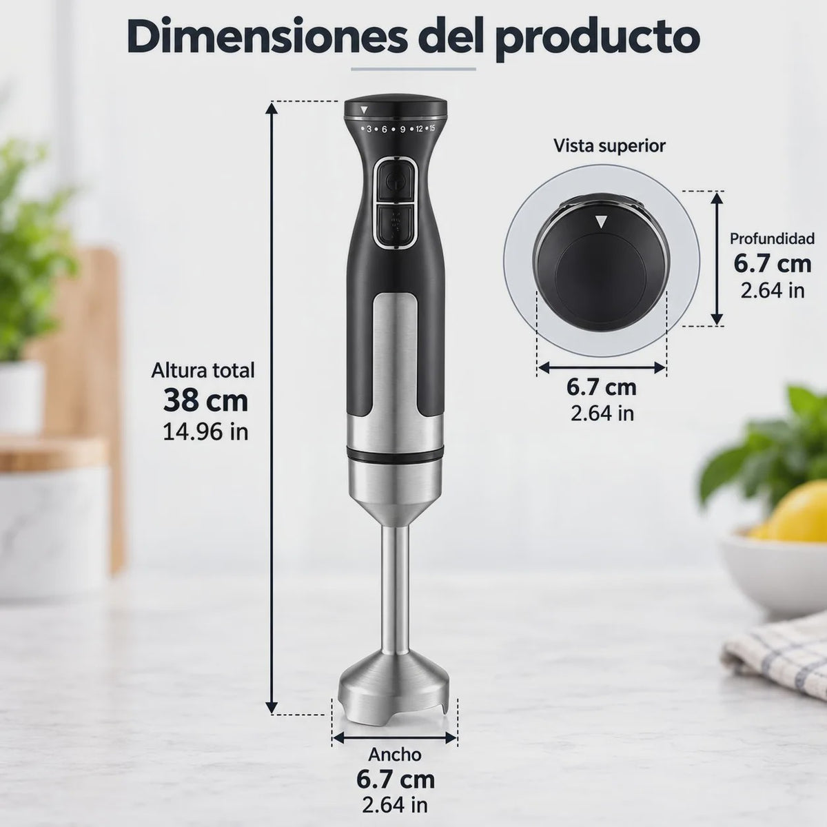 Krachtige 1000W Handmixer met 15 Snelheden, Turbo & RVS Steel - Perfect voor Soepen, Sauzen en Smoothies. Ergonomisch & 95cm Snoer.