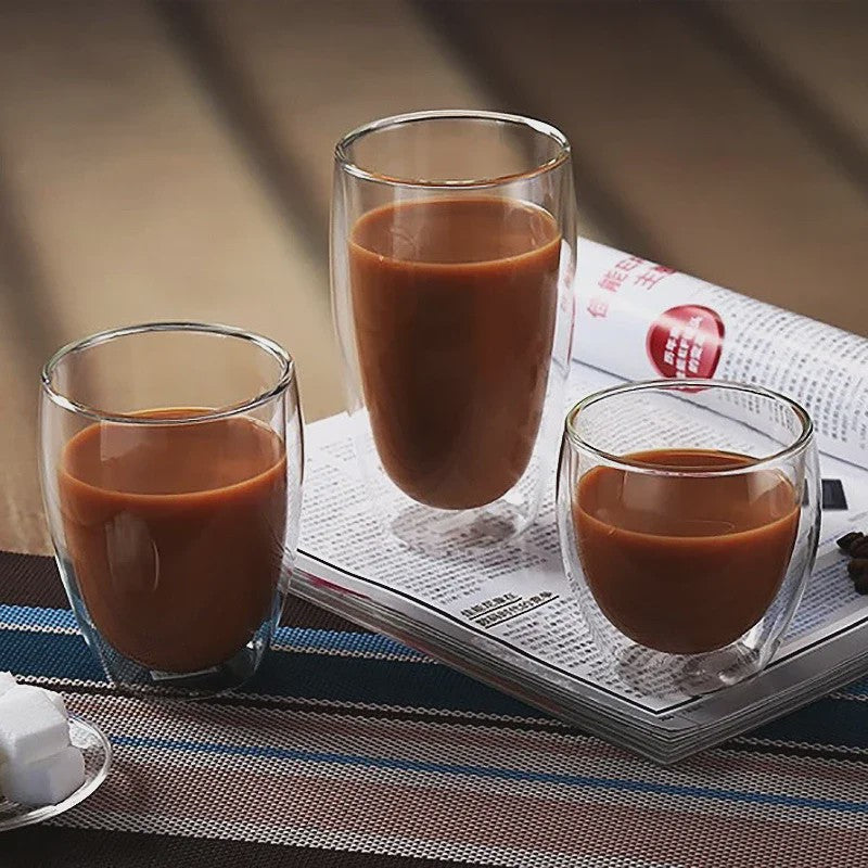 Dubbelwandige Glazen Mokken - Hittebestendig & Handgemaakt voor Koffie, Thee, Bier & Whiskey