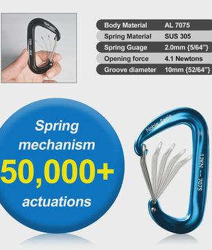 Set van 6 Karabiners 12kN D-Ring - Robuust Aluminium voor Outdoor & Klimmen
