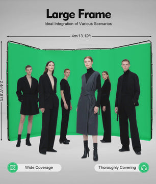 Opvouwbaar Green Screen Achtergrondstandaard 4x2.4m met Draagtas voor Livestreaming & Chroma Key