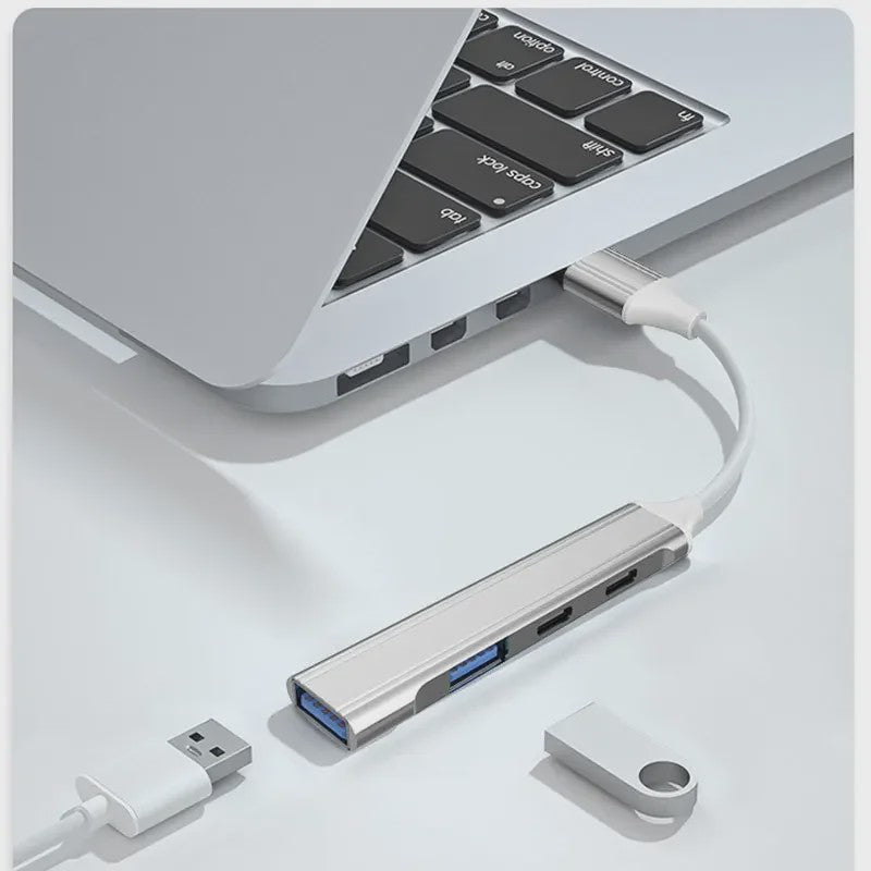 4-Poorts USB 3.0 Hub met Type-C Connector - Uitbreidingsadapter voor Laptop & Smartphone