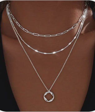 Gelaagde Kettingen Set Dames - 14K Goudkleurig & Zilverkleurig - Stapelbaar met Hanger