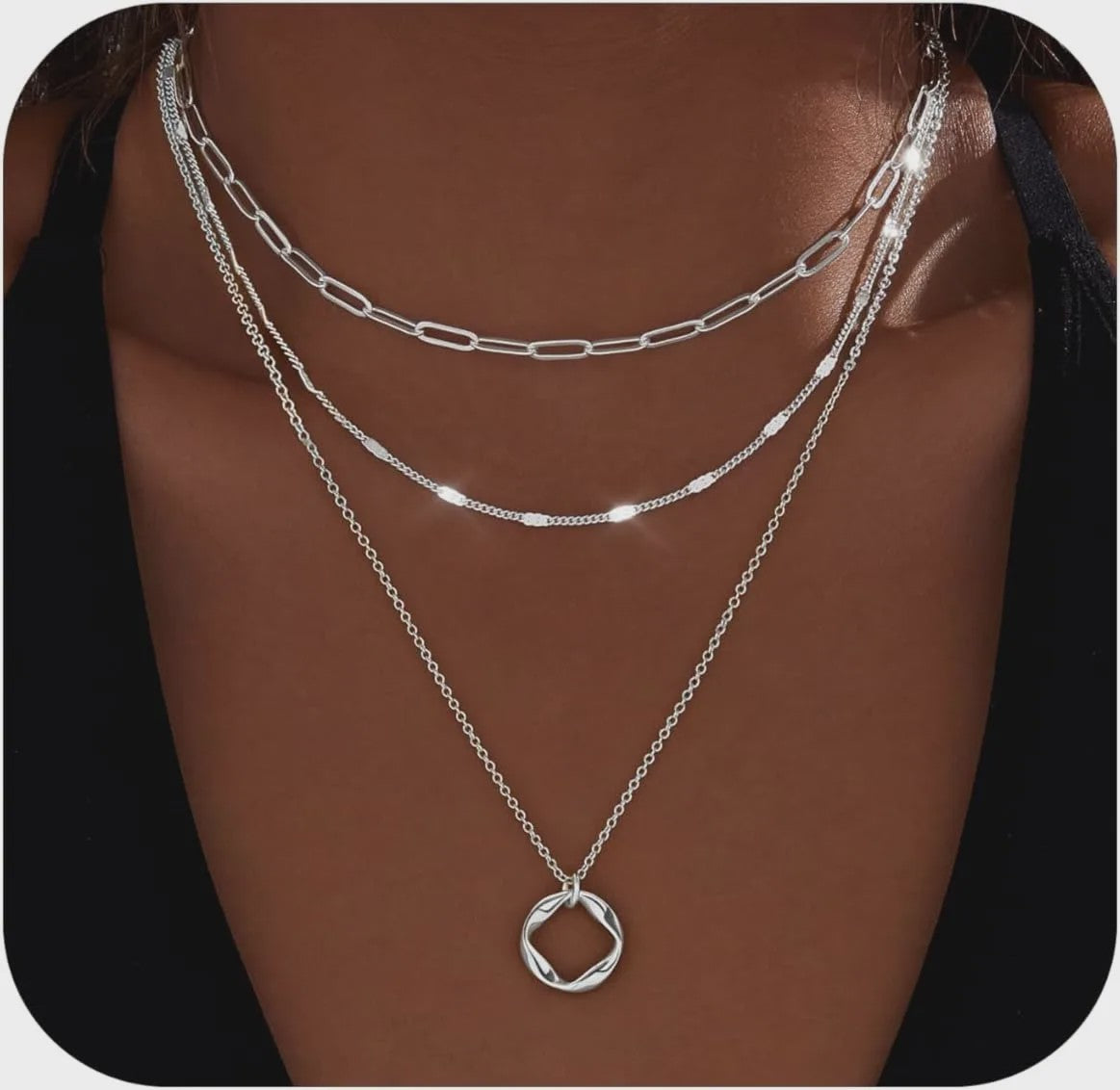 Gelaagde Kettingen Set Dames - 14K Goudkleurig & Zilverkleurig - Stapelbaar met Hanger