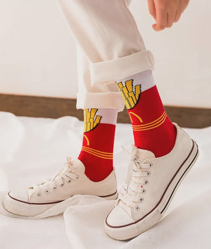 Grappige Heren Sokken met Food Prints: Avocado, Friet, Burger, Bier & Meer | Harajuku Stijl