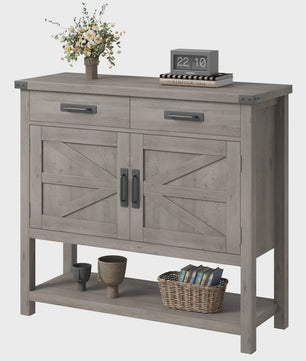 Moderne Landelijke Console Tafel met Koffiebar - 2 Lades, 2 Deuren & Open Plank