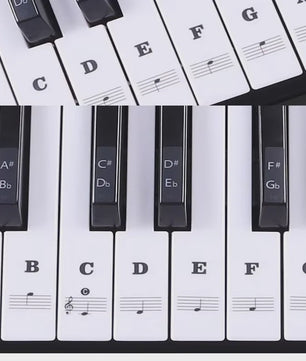 Grote, Verwijderbare Piano Toets Stickers met Muzieknoten - Leer Snel Spelen op 88/61/54 Toetsen