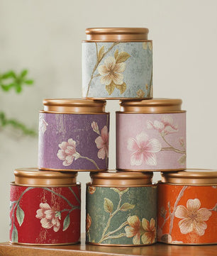 Decoratieve Theeblik met Bloemenprint - Afsluitbare Opbergbus voor Thee