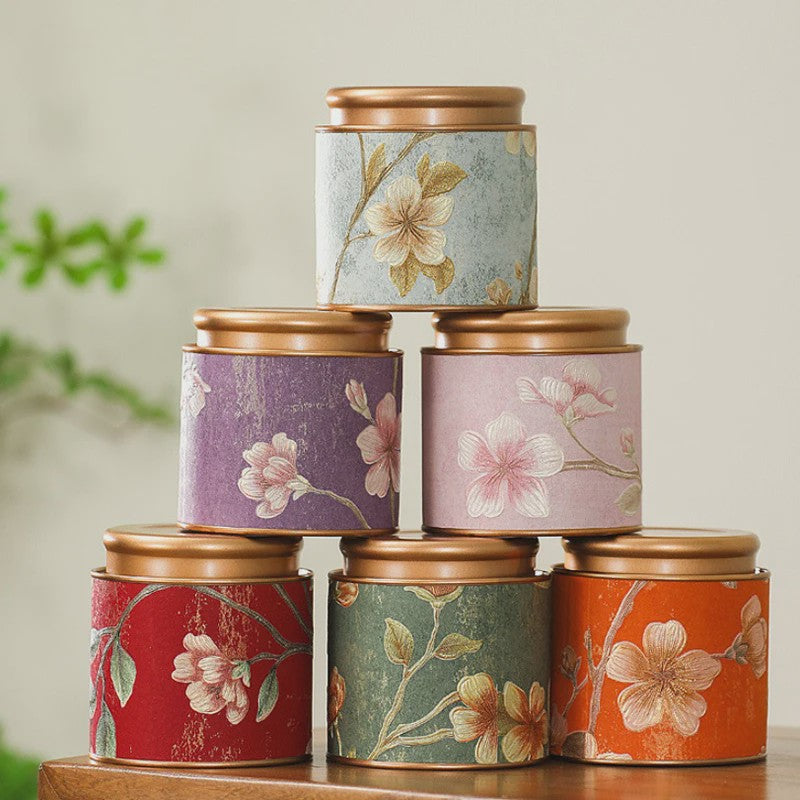 Decoratieve Theeblik met Bloemenprint - Afsluitbare Opbergbus voor Thee