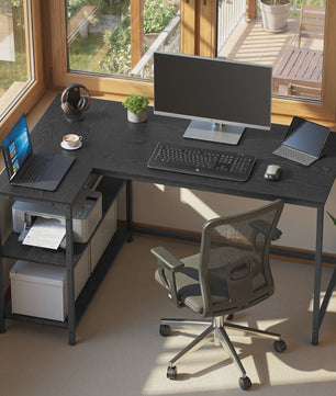 L-vormig Bureau met 3 Planken - 120 x 80 cm Hoekbureau voor Computer & Werk