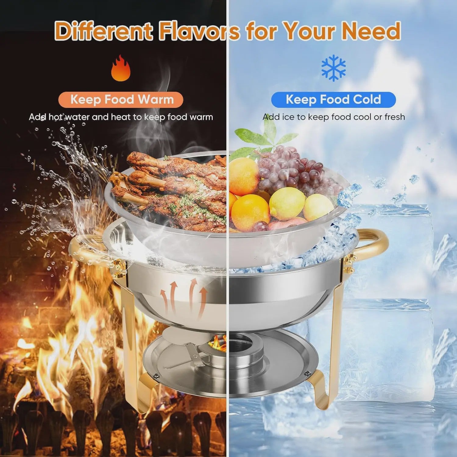 Chafing Dish Buffet Set RVS met Gouden Accent - 2 of 4 Stuks