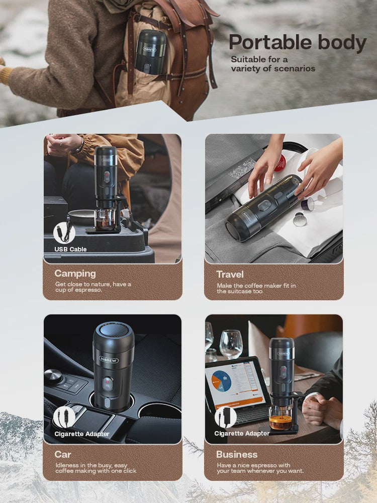 HiBREW Draagbare Koffiemachine: Espresso voor Auto & Thuis (DC12V)