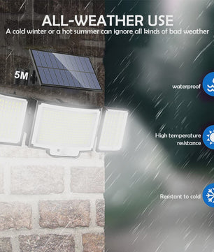 Krachtige Solar Buitenlamp met Bewegingssensor - 366 LED's, IP65 Waterdicht voor Tuin & Huis