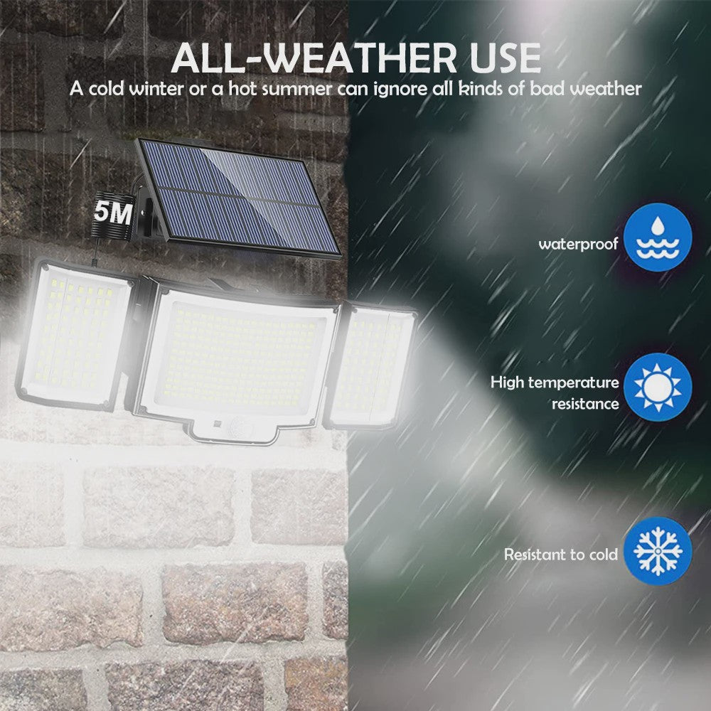 Krachtige Solar Buitenlamp met Bewegingssensor - 366 LED's, IP65 Waterdicht voor Tuin & Huis