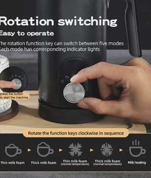 5-in-1 Automatische Melkopschuimer: Warm & Koud Schuim voor Latte, Cappuccino & meer