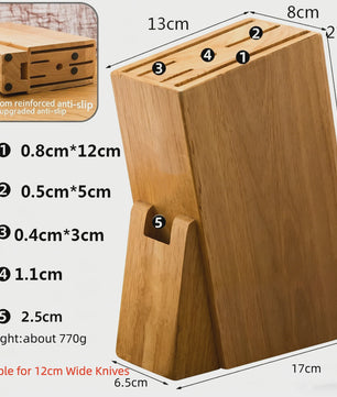 Extra Groot Houten Messenblok - Ruimtebesparende Keuken Organizer voor Messen tot 12 cm