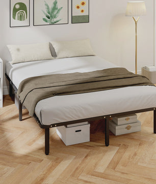 HOMCOM Bedframe 140x190 cm Zwart - Robuust, Ruimtebesparend & Makkelijk Montage
