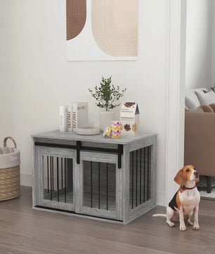 PawHut Hondenbench als Meubel - Met Schuifdeur & Metalen Effect - 80x54x57 cm