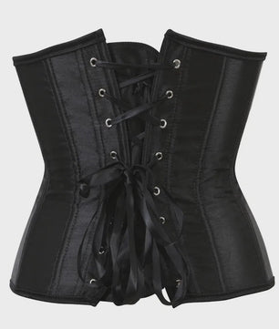 Dames Satin Corset Bustier met Vetersluiting - Steampunk Taille Shaper