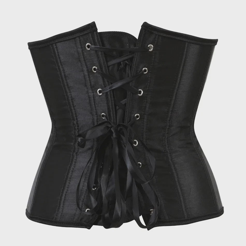 Dames Satin Corset Bustier met Vetersluiting - Steampunk Taille Shaper